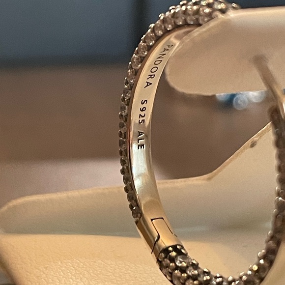 NIB Authentic Pandora Timeless Pave Single Row earrings sterling silver and cz - Picture 4 of 10